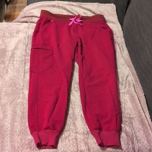 Figs Zamora Jogger Scrub Pants Medium Petite Dark Magenta